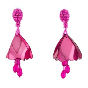 Oscar de la Renta beaded Impatiens Earrings resin